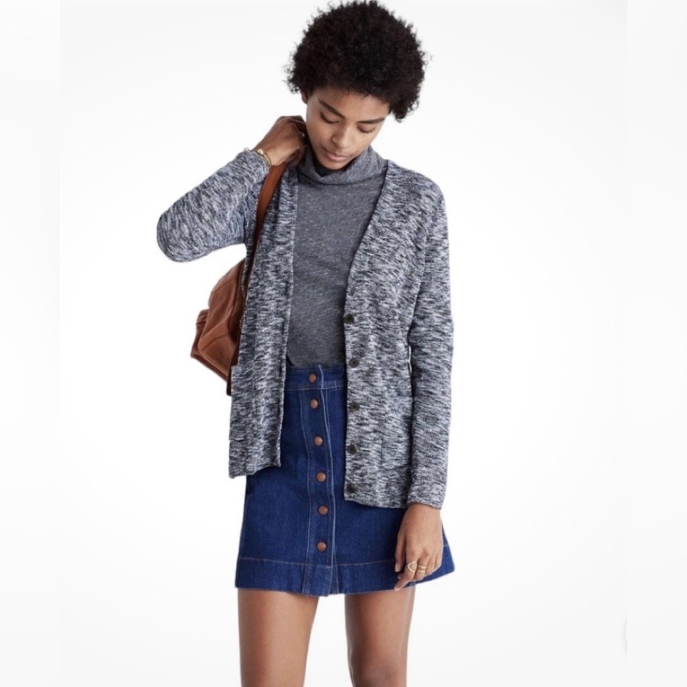 Madewell Black and black and white Marled Knit Sweater